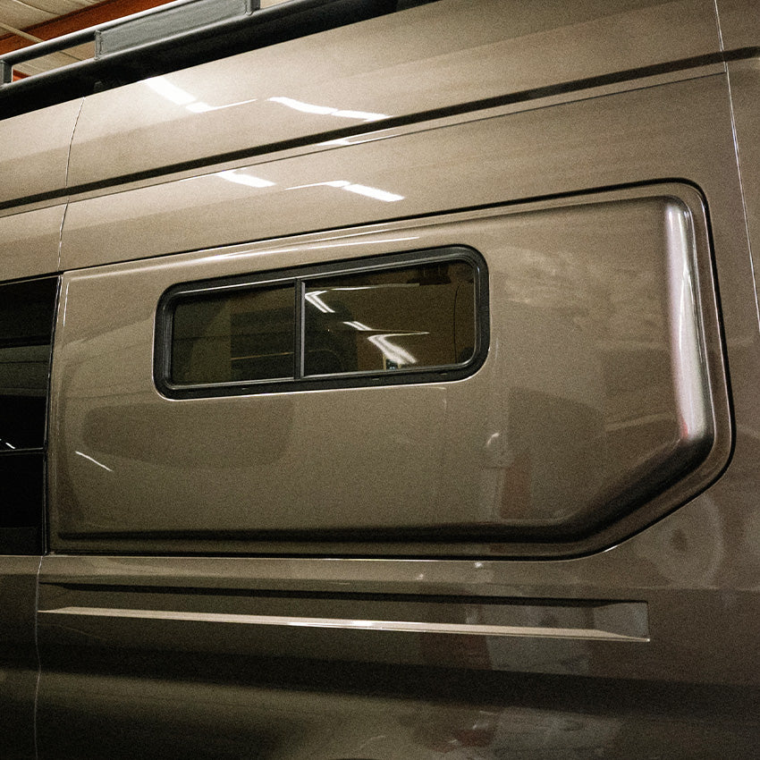 Ford Transit 148" Passenger Side Flare Regular Depth Windows - Flarespace Adventure Van Conversion Parts