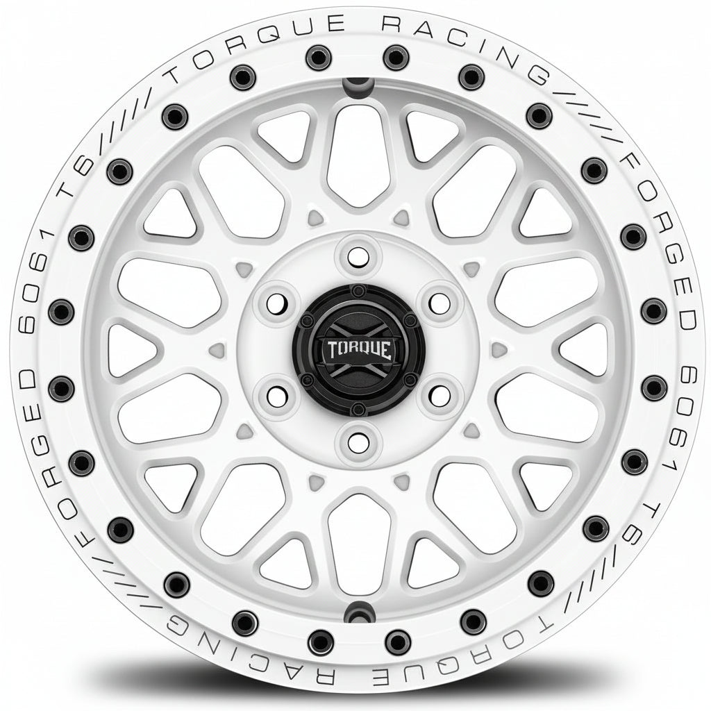 17” Torque Forged Enduro in Satin White - Flarespace Adventure Van Conversion Parts