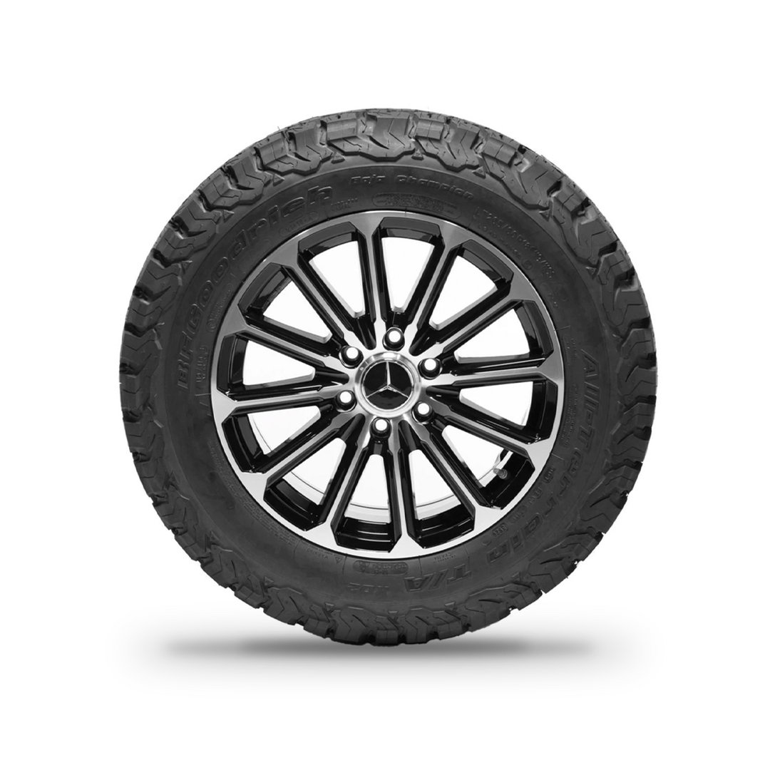Classic Tire and Wheel Package - Gloss Black Machine Face 18" - Flarespace Adventure Van Conversion Parts